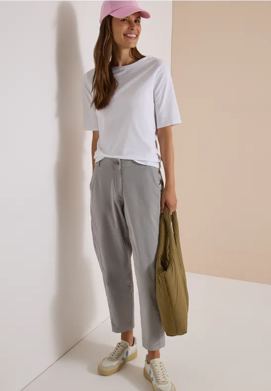 Mid Waist Barrel Leg Hose im Casual Fit