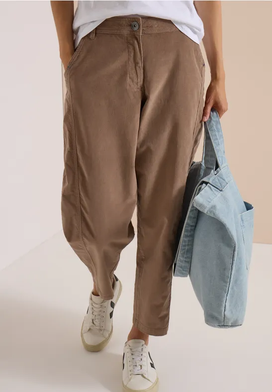 Mid Waist Barrel Leg Hose im Casual Fit
