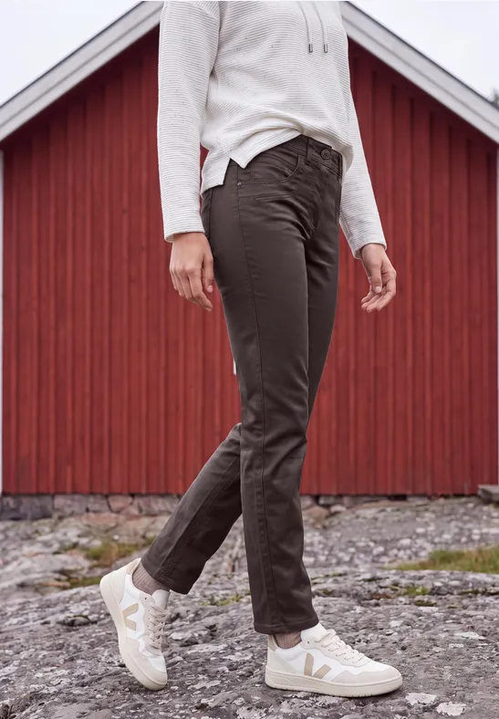 Mid Waist Slim Leg Broek – Slim Fit