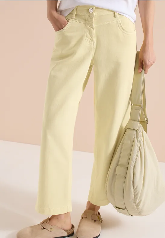 cecil Wide Leg Jeans Organic-Cotton Gelb