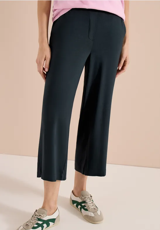 cecil High Waist Wide Leg Hose Loose Fit Viskose-Polyester