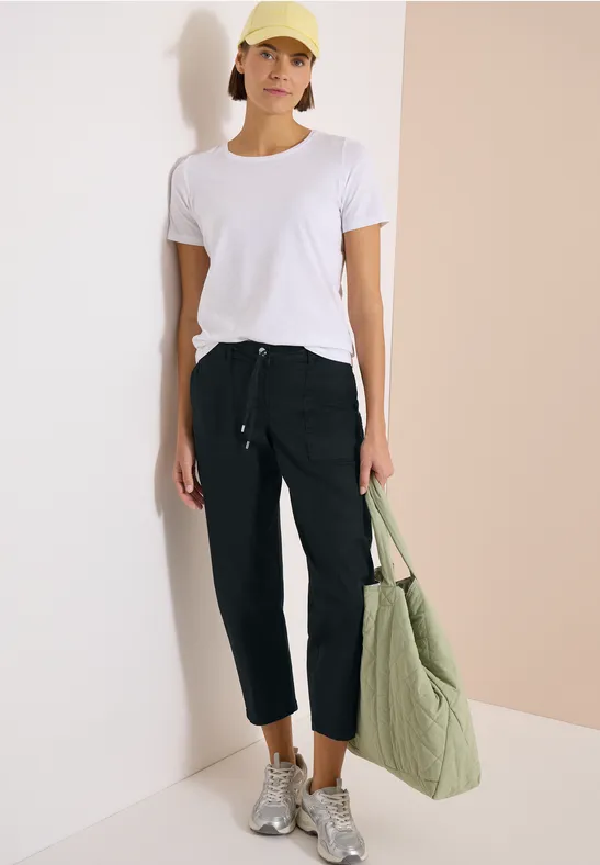 cecil Hose Mid Waist Barrel Leg Casual Fit Baumwolle-Lyocell-Esasthan Grün