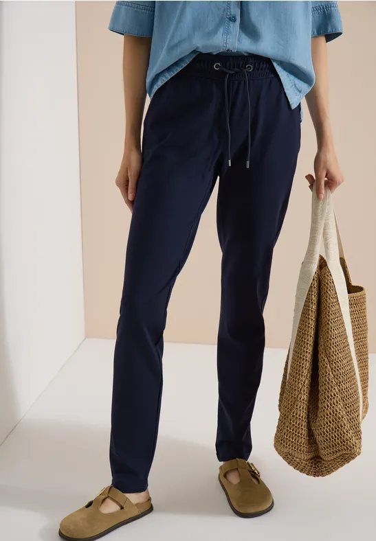 Mid Waist Slim Leg Hose im Casual Fit