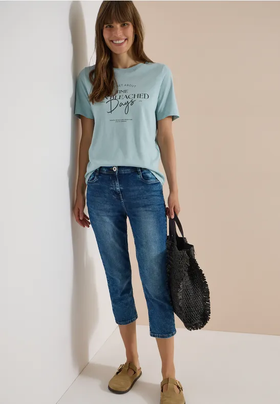 cecil Jeans 3/4 Slim-Leg Slim-Fit Baumwolle Blau