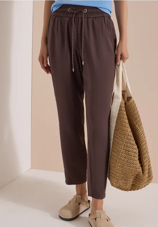 cecil Hose MidWaistSlimLegLooseFit Viskose Braun