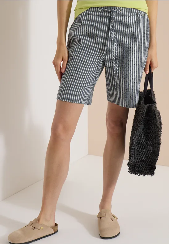 cecil Wide Leg Shorts Seersucker Stripe Blue
