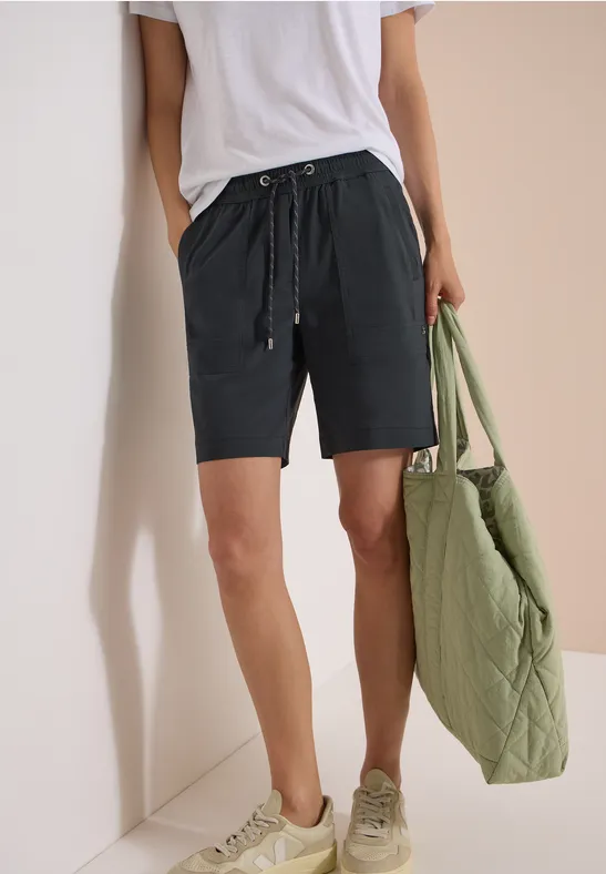 cecil Shorts Straight Leg Loose Baumwolle-Polyester Grün