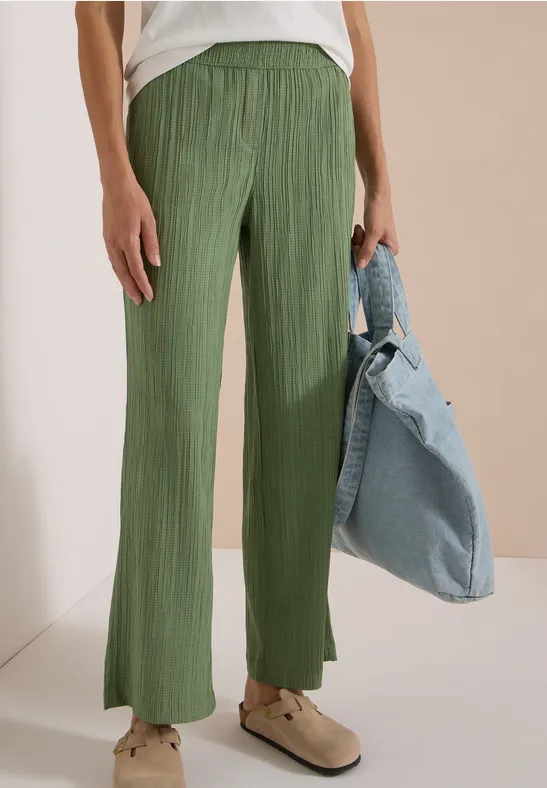 Wide Leg Hose mit Strukturstreifen