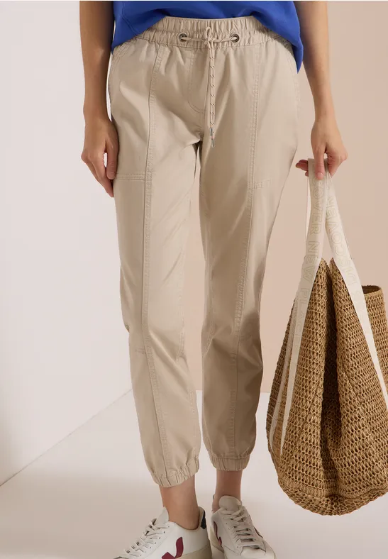 Mid Waist Slim Leg Hose im Loose Fit