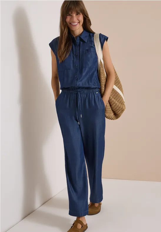Cecil Jumpsuit met Wide Leg pijpen in denimlook