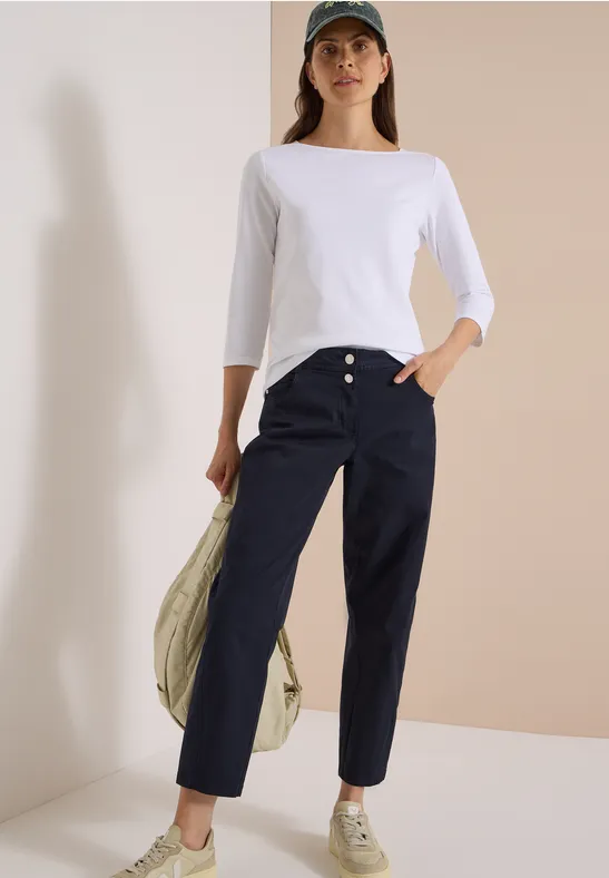 Mid Waist Barrel Leg Hose im Casual Fit