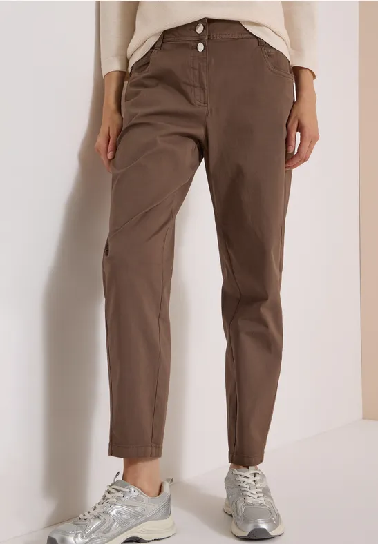 Mid Waist Barrel Leg Hose im Casual Fit