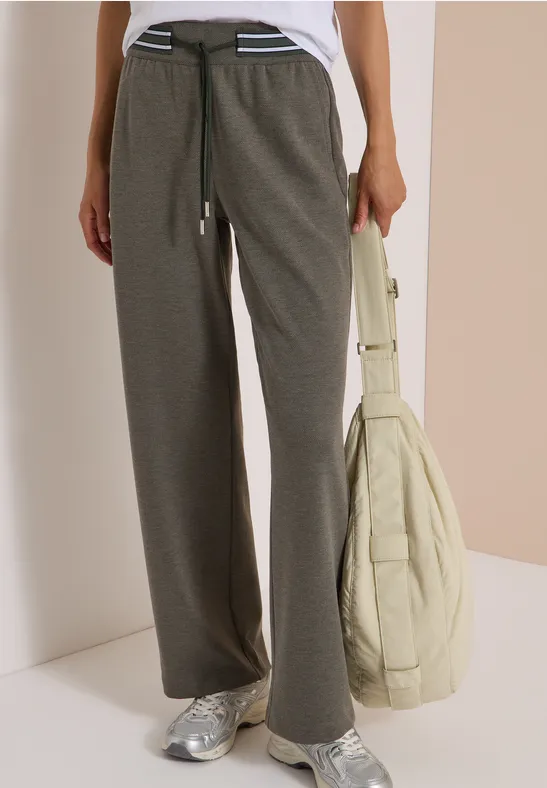 High Waist Straight Leg Hose mit Dessin