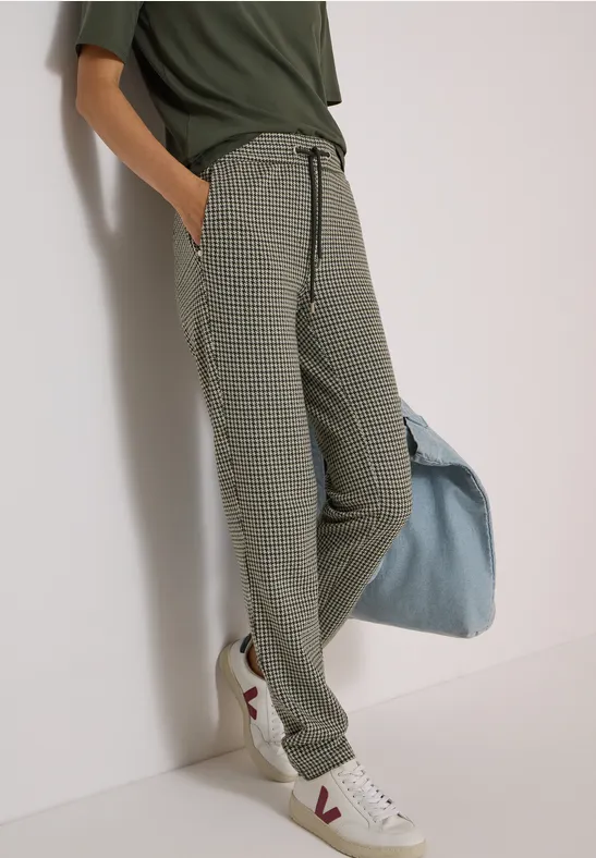 Slim Leg Hose mit Houndstooth-Muster