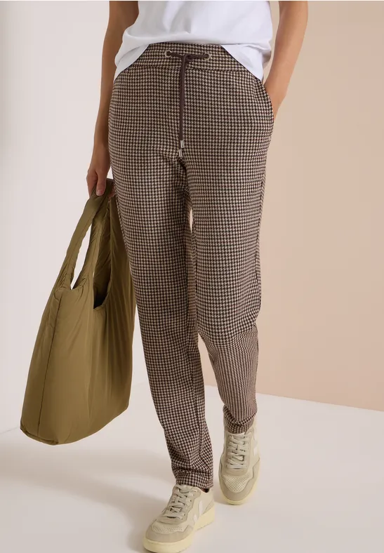 Slim Leg Hose mit Houndstooth-Muster