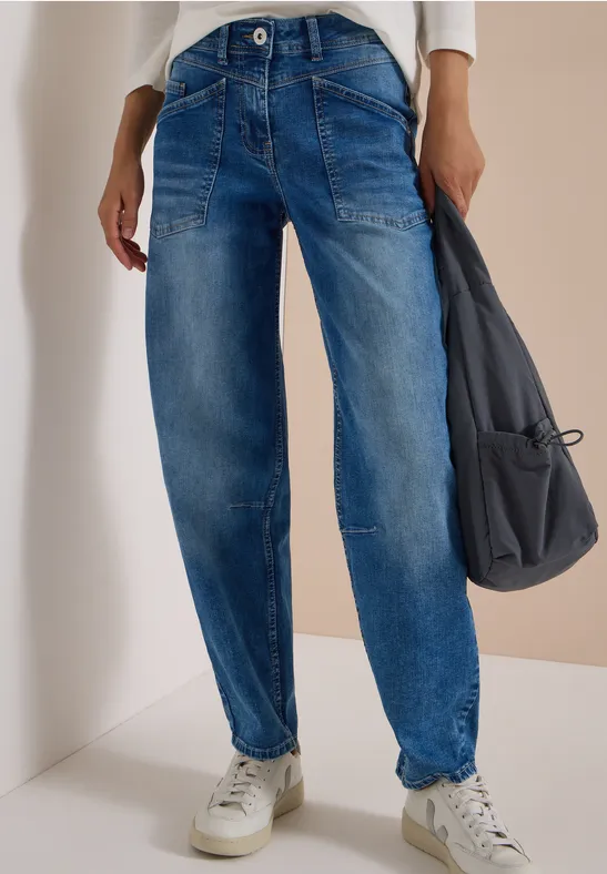 High Waist Barrel Leg Jeans im Loose Fit