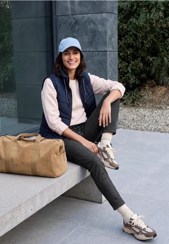 Pantalon Slim Leg à taille mi-haute et style décontracté