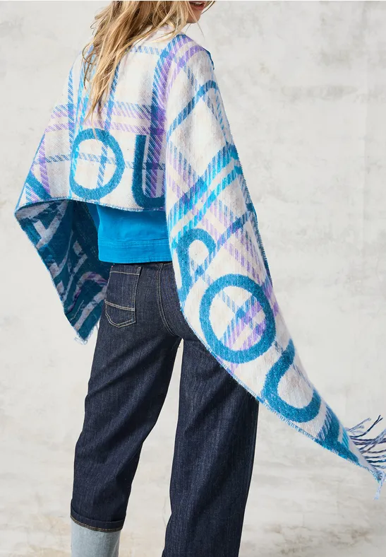 Cecil Dames Jaquard sjaal in Blauw, Gr: One size