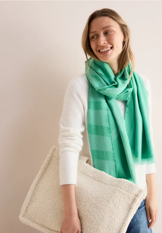 cecil Gemusterter Schal Recycled Polyester-Viskose Grün