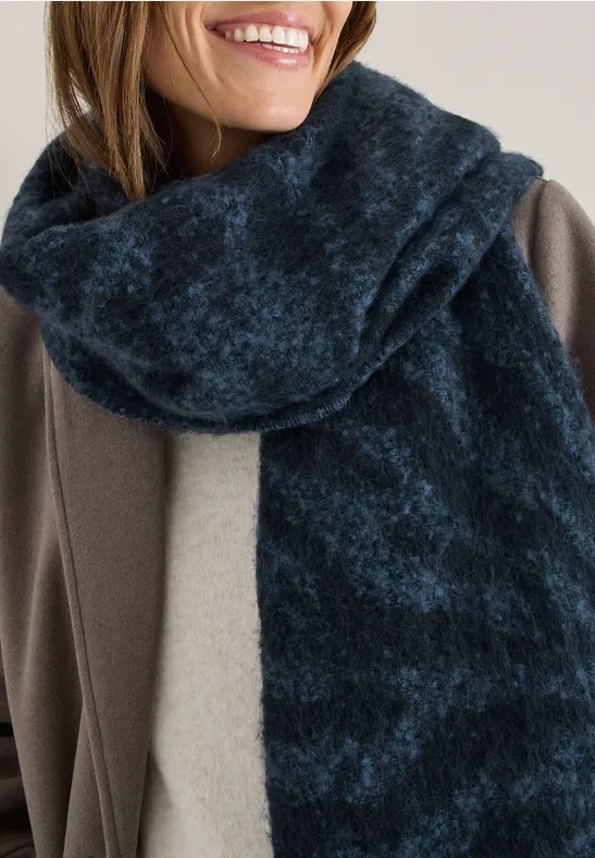 cecil Schal Grafik Fransen Polyester Blau