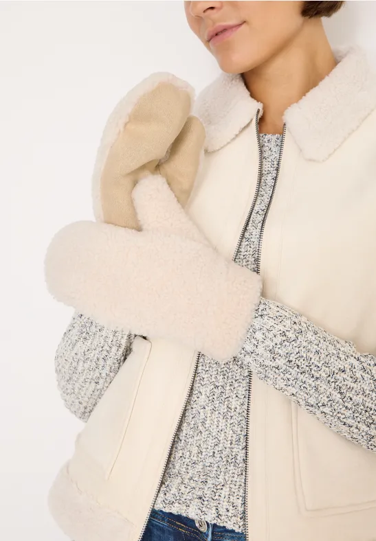 Cecil Femme Moufles en peluche in Blanc, Gr: One size