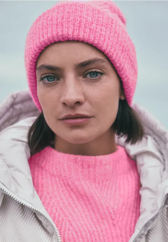 cecil Strickmütze Struktur Muster Rosa
