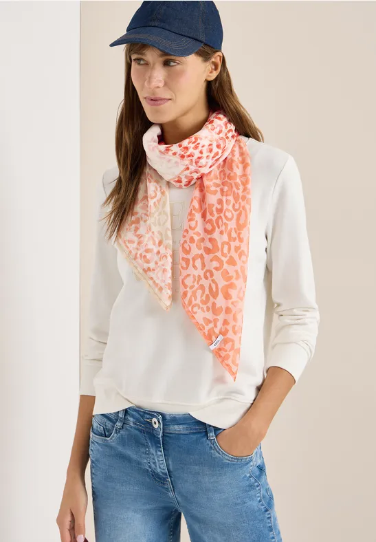 cecil Tuch Ausbrenner-Muster Polyester-Viskose Orange