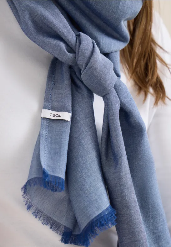 cecil Schal Feine Fransen Baumwolle-Modal Blau
