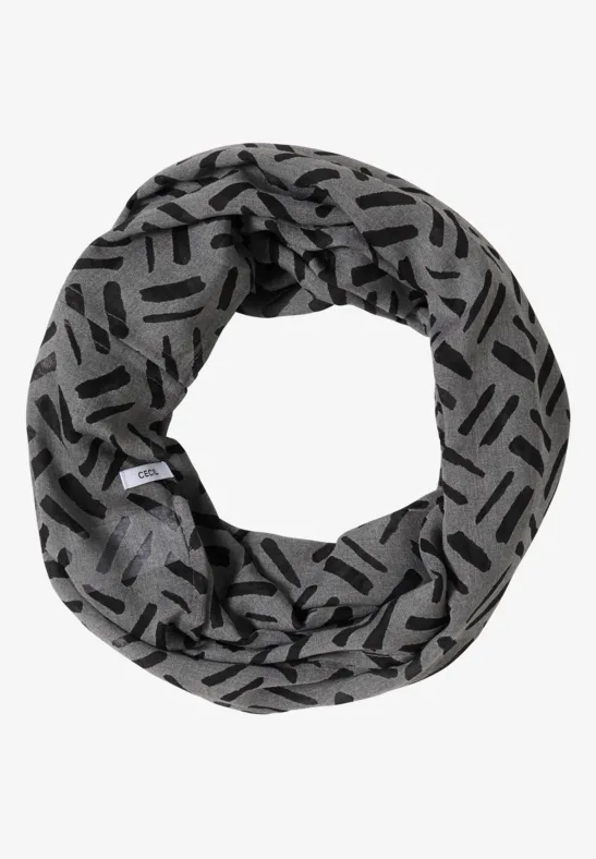 Thumbnail - Cecil Damen Loop mit Ausbrenner-Muster in Schwarz, Gr: One size