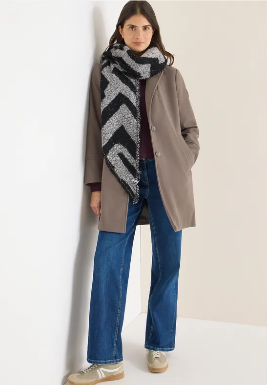 cecil Tuch Bouclé Fransen Recycled Polyester Schwarz