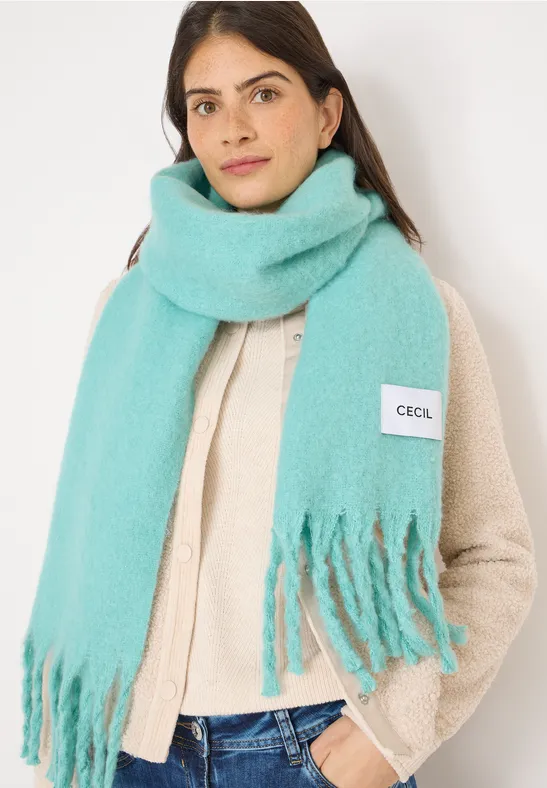 cecil Schal Kuschelig Fransen Polyester Blau