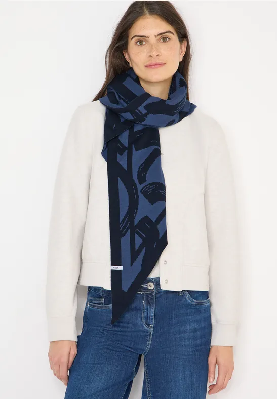 Cecil Dames Gedessineerde driehoekige sjaal in Blauw, Gr: One size