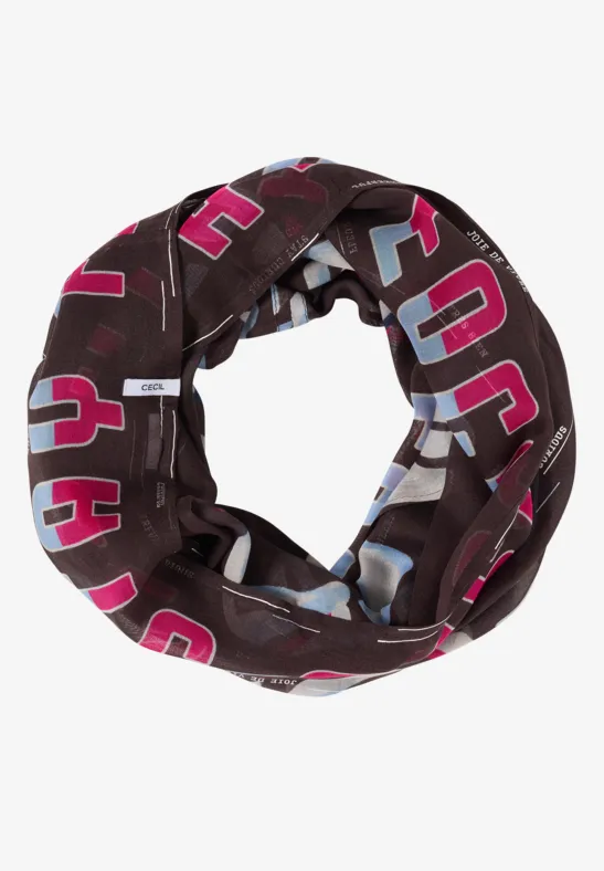 Thumbnail - Cecil Damen Loop Schal mit Folienprint in Braun, Gr: One size