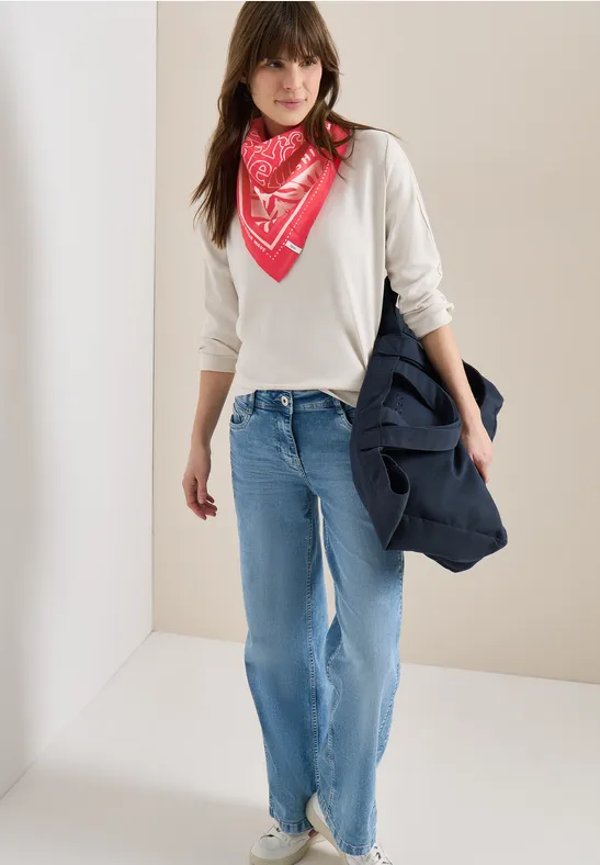 Thumbnail - Cecil Damen Bandana mit Print und Wording in Rot, Gr: One size