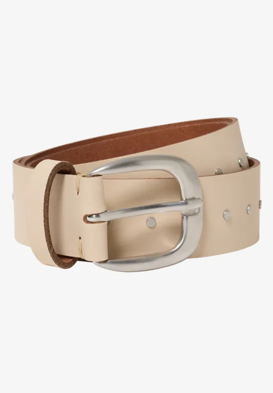 Thumbnail - Cecil Damen Ledergürtel mit Nieten in Beige, Gr: 100