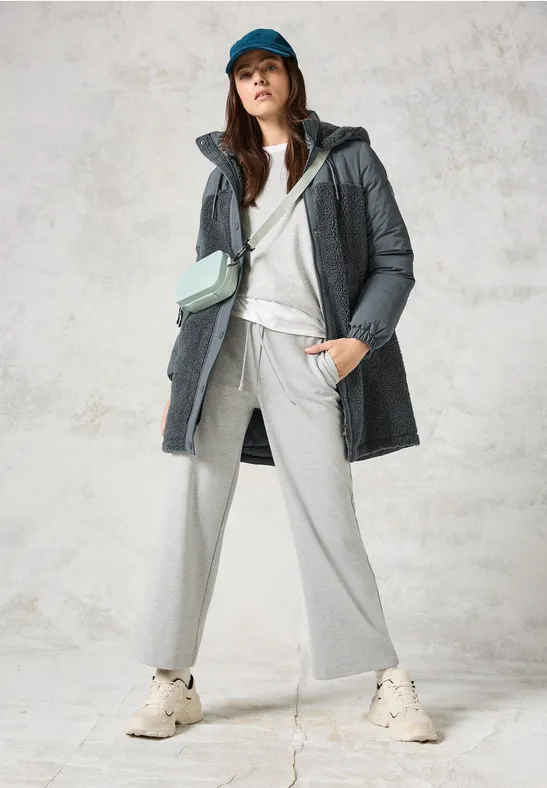 CECIL Lange Materialmix-Jacke für Damen in Grau CECIL