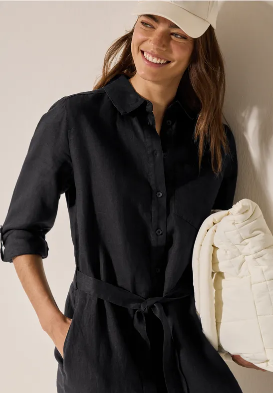 CECIL Linnen jurk voor dames in Zwart CECIL