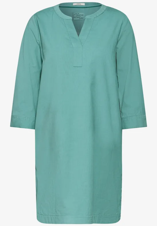 Robe Femme En Velours Côtelé Cecil - Longueur Genoux, Col Chemise, Manches Longues Avec Boutons, Poches Latérales, Fentes Sur Les Côtés - Couleur Unie, Style Décontracté élégant