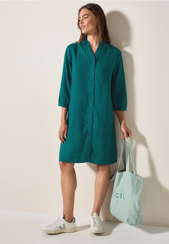 CECIL Linnen blousejurk voor dames in Groen CECIL