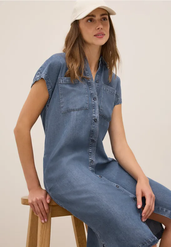 CECIL Denimlook jurk van lyocell voor dames in Blauw CECIL