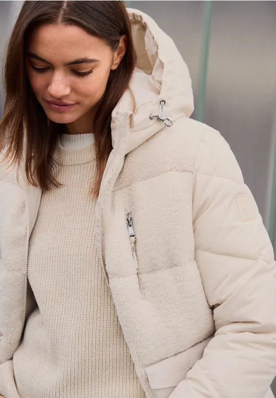Veste En Peluche Femme Avec Détails Velours Côtelé - Look Décontracté Et Confortable - Col Chemise, Poches Poitrine - Parfaite Pour L'automne