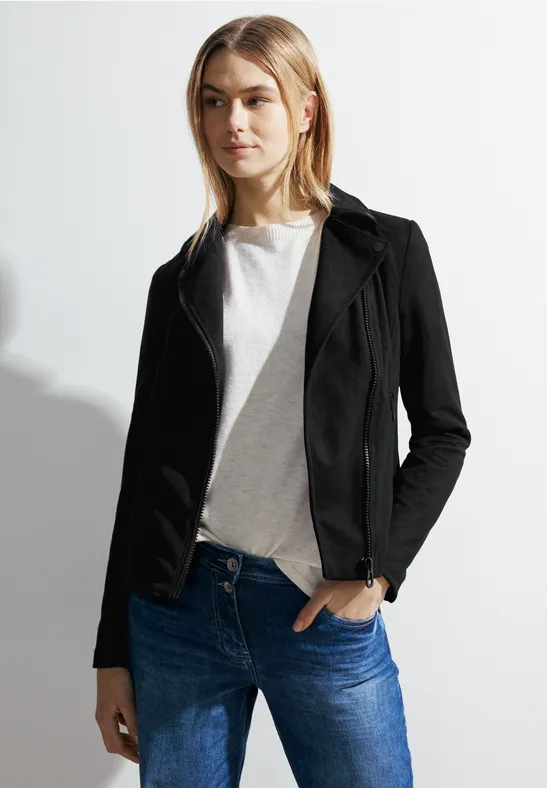 CECIL Bikerjacke in Velours für Damen in Schwarz CECIL