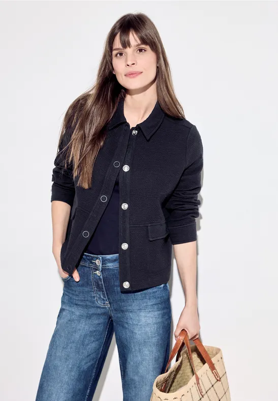 Cecil Damen Strukturjacke | Mit Stehkragen & Seitlichen Taschen | Stretch-Material Für Hohen Komfort