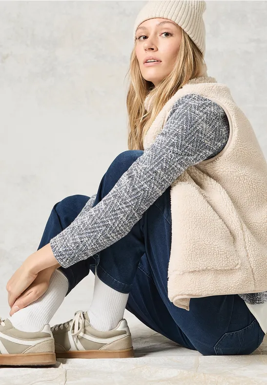 Bouclé Jacke für Damen in Schwarz