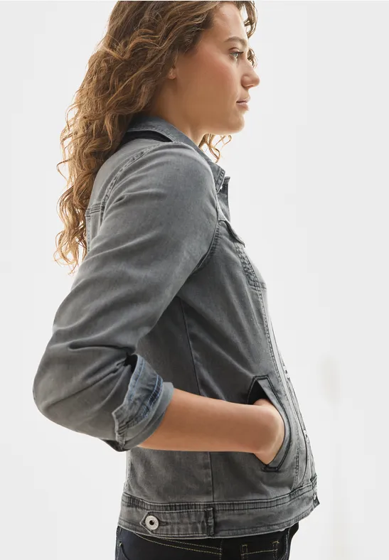 Jeansjacke mit Hemdkragen
