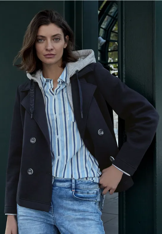 CECIL Kurzer Scuba-Trenchcoat für Damen in Blau CECIL