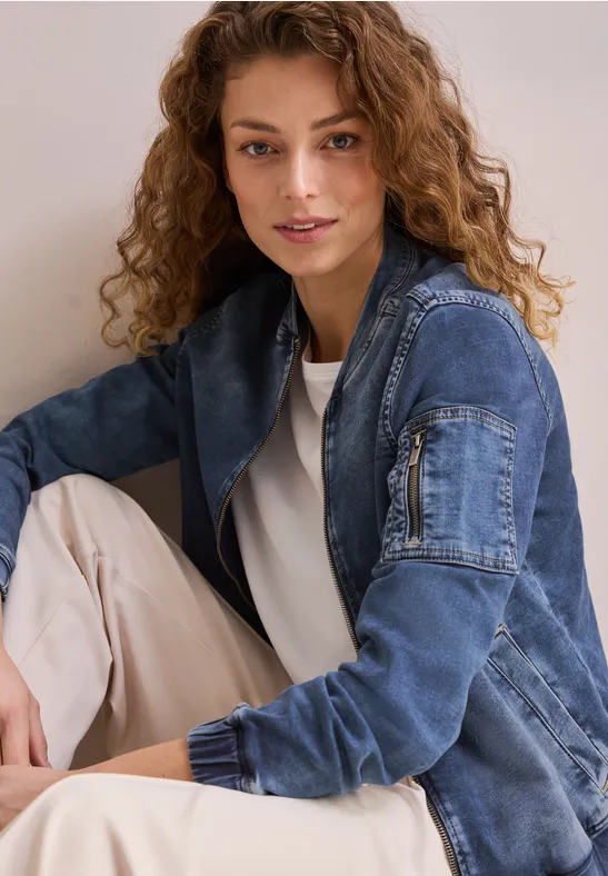 Jeans Leichte Bomberjacke Damen Denim Jogg Blouson