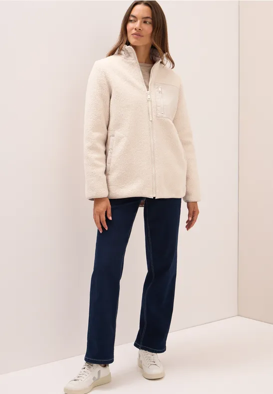 Cecil Damen Teddy-Jacke Mit Cord-Kragen - Overshirt Für Herbst & Winter