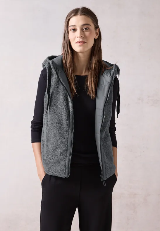 Cecil Damen Teddy Weste - Ärmellose Stehkragenweste Mit Seitentaschen