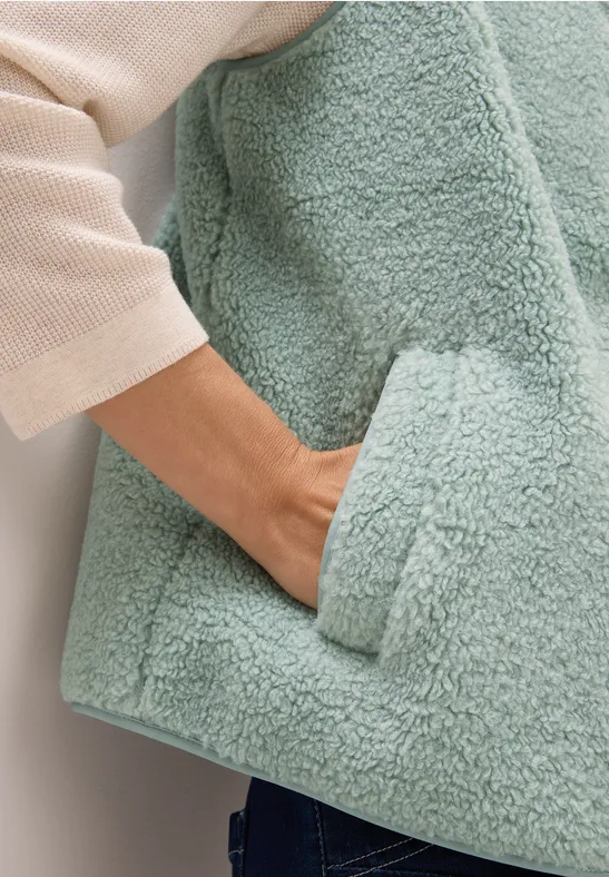 Cecil Damen Teddy-Weste Kurz - Kuschelige Stehkragen Weste